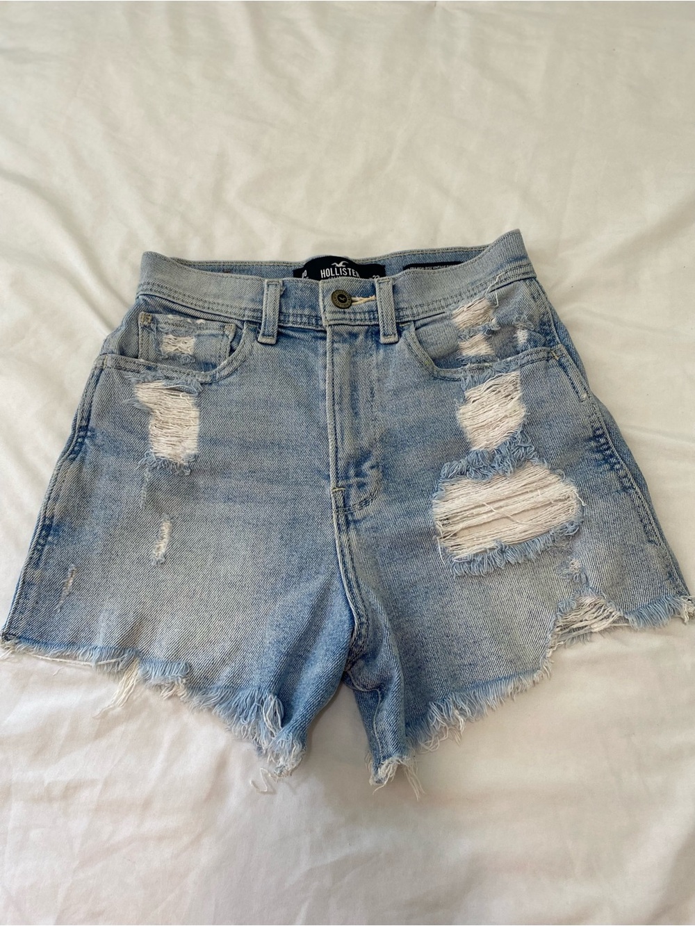 Hollister Light Blue Distressed Denim Cutoff Shorts - Picture 4 of 4